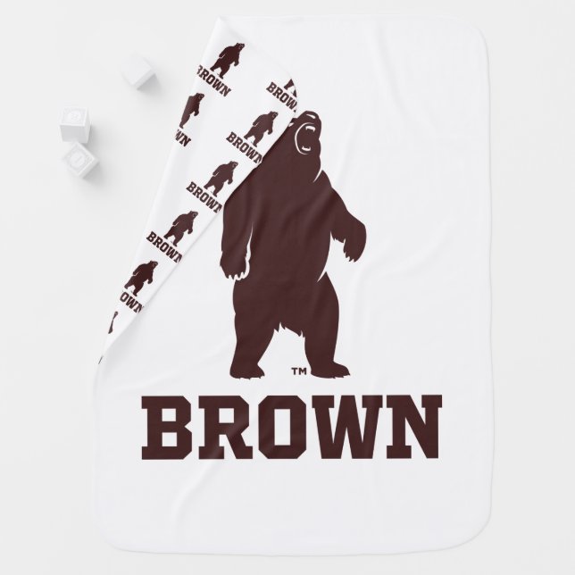 Brown Bear & Text Baby Blanket (In Situ)