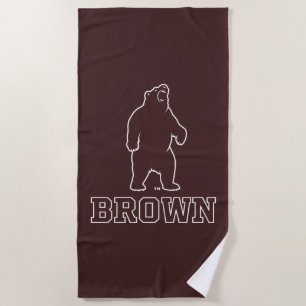 Brown Bear & Text Beach Towel