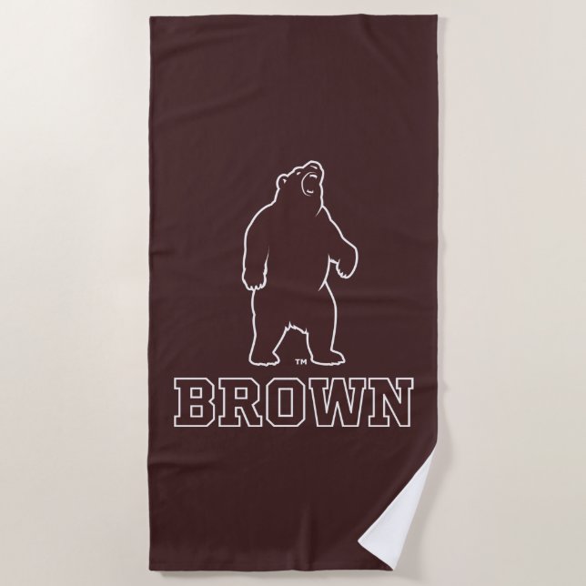 Brown Bear & Text Beach Towel (Front)