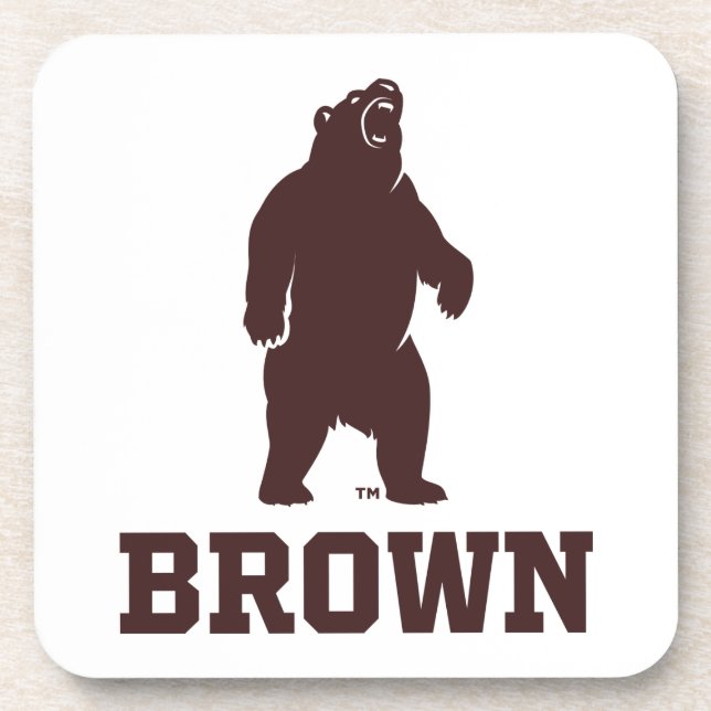 Brown Bear & Text Beverage Coaster (Front)