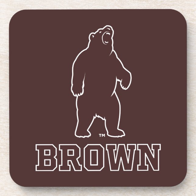 Brown Bear & Text Beverage Coaster (Front)