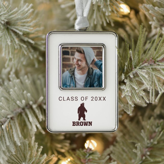 Brown Bear & Text Christmas Ornament (Tree)