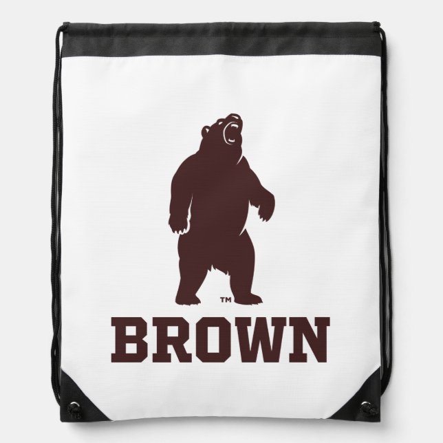 Brown Bear & Text Drawstring Bag (Front)