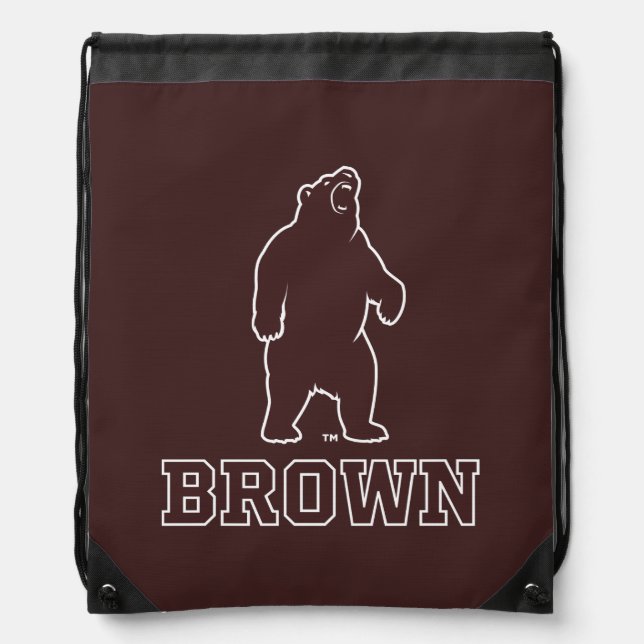 Brown Bear & Text Drawstring Bag (Front)