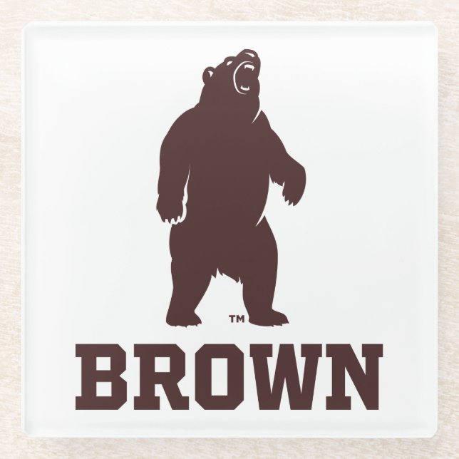 Brown Bear & Text Glass Coaster (Front)