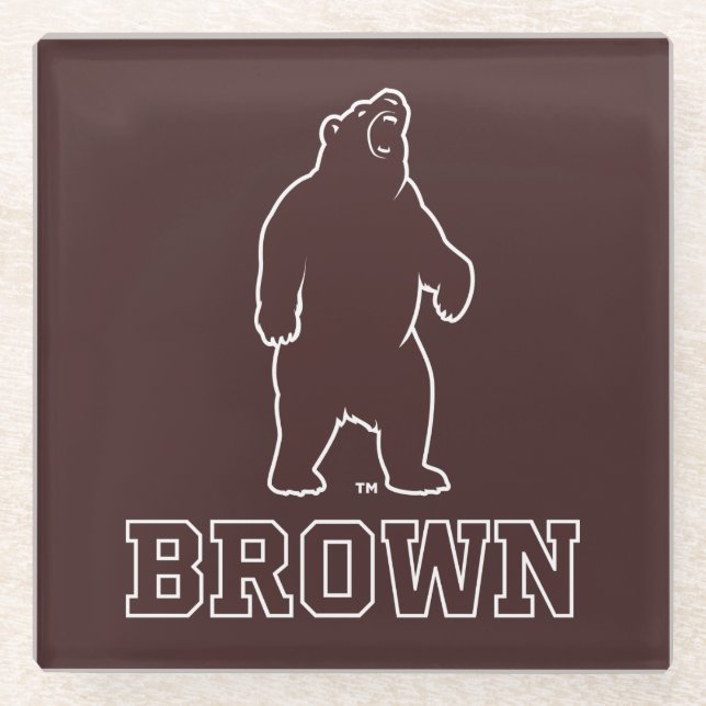 Brown Bear & Text Glass Coaster (Front)