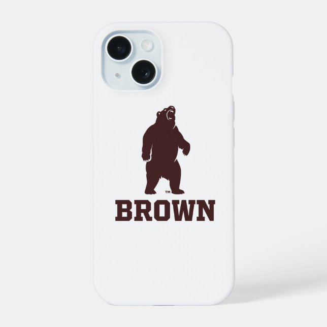 Brown Bear & Text iPhone 15 Case (Back)