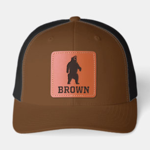 Brown Bear & Text Leather Patch Hat