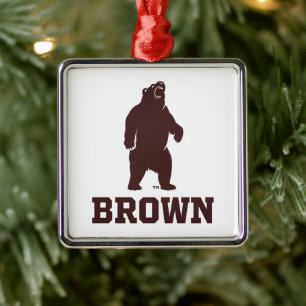 Brown Bear & Text Metal Ornament