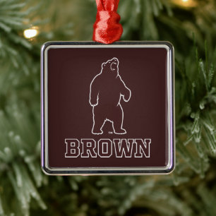 Brown Bear & Text Metal Ornament