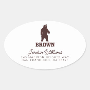 Brown Bear & Text Oval Sticker