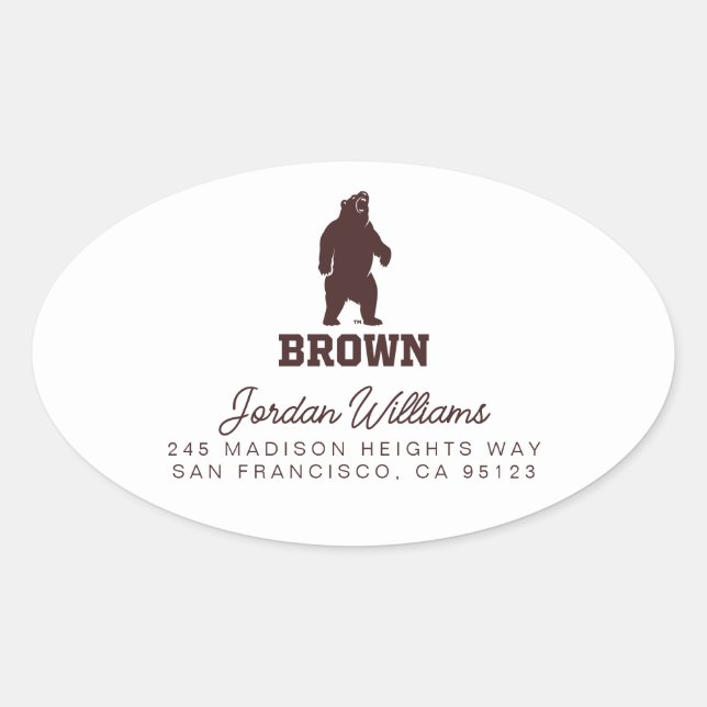 Brown Bear & Text Oval Sticker (Front)