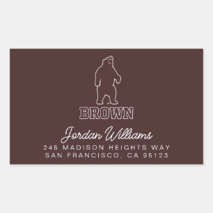Brown Bear & Text Rectangular Sticker