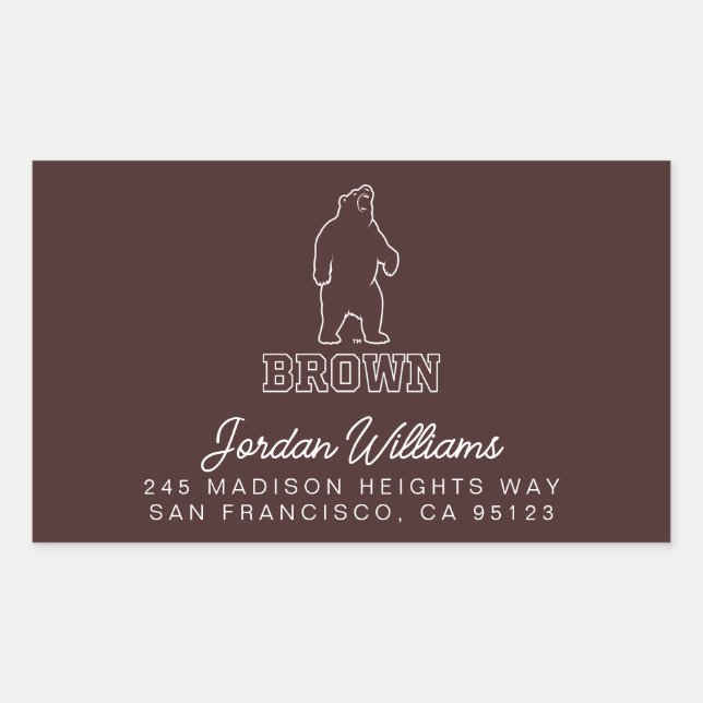 Brown Bear & Text Rectangular Sticker (Front)