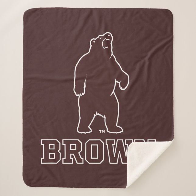 Brown Bear & Text Sherpa Blanket (Front)
