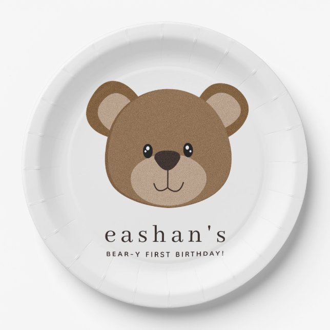 Brown Bear Theme  Paper Plates (Front)