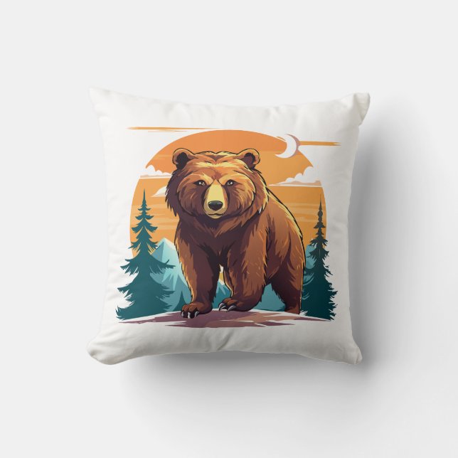 Brown bear throw pillow (Front)