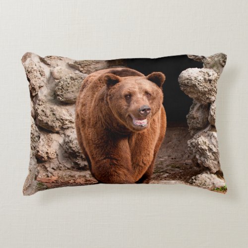 Brown bear Ursus arctos front viewbearbrownwil Accent Pillow