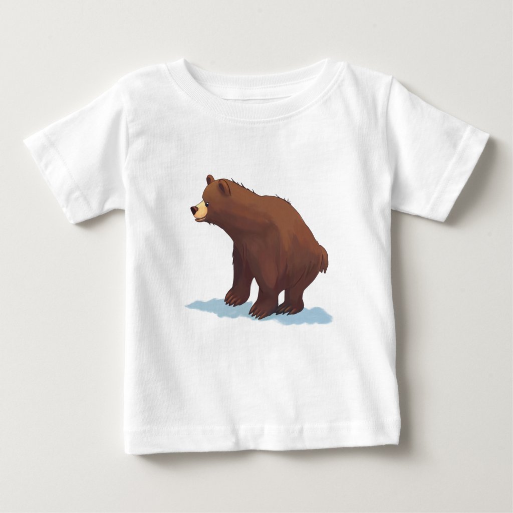 Brown bear walking on the snow