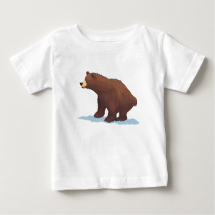 Brown bear walking on the snow baby T-Shirt