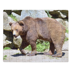 Brown bear walking postcard jigsaw puzzle
