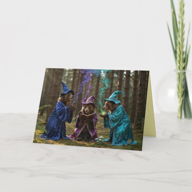 Brown Bear Witch Halloween Card (Front)