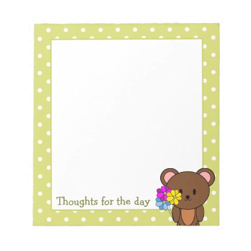 Brown Bear With A Bunch Of Flowers Notepad