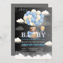 Brown Bear With Balloons Dual Color Baby Shower
