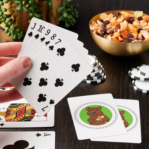 Brown Bear With Ice Cream Poker Cards
