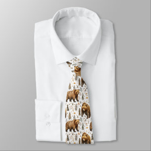 Brown Bear Woodland Neck Tie