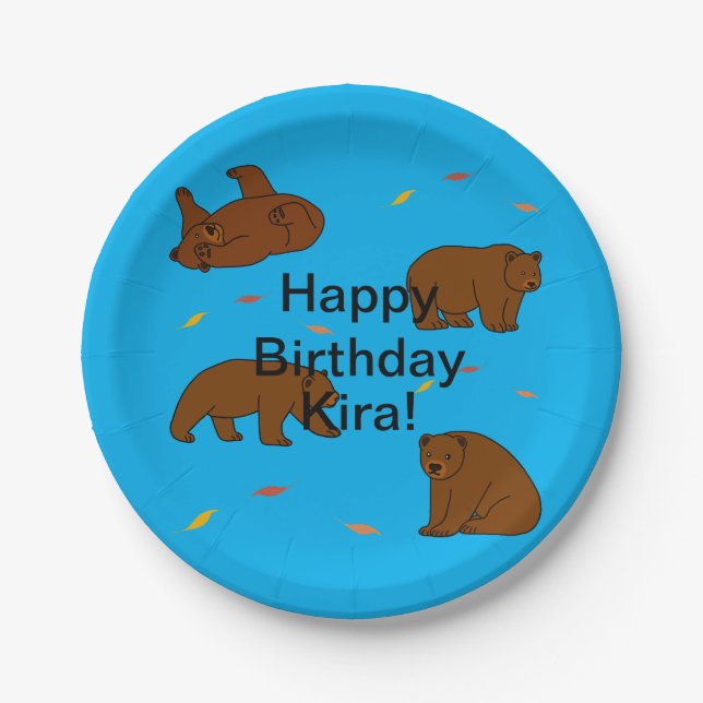 Brown Bears Birthday Paper Plates (Front)