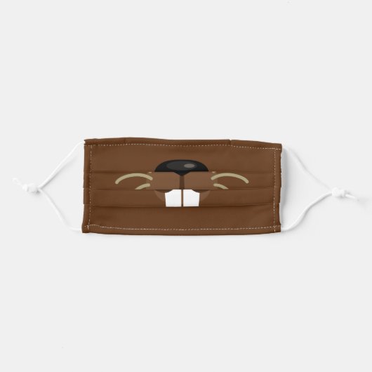 Brown Beaver Face Adult Cloth Face Mask (Front, Folded)