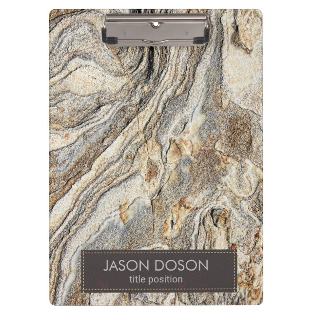 Brown Beige And Gray Marble Pattern Clipboard (Front)
