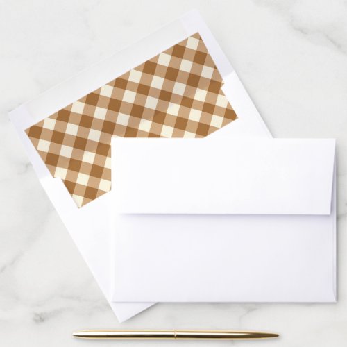 Brown Beige and White Gingham Plaid Pattern Envelope Liner
