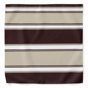 Brown Beige and White Striped Bandana