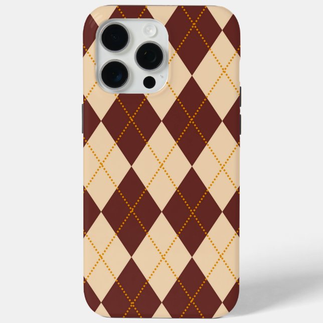 Brown Beige Autumn Fall Argyle Diamond Pattern Case-Mate iPhone Case (Back)