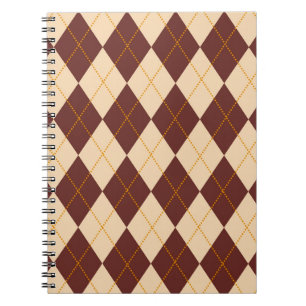 Brown Beige Autumn Fall Argyle Diamond Pattern  Notebook