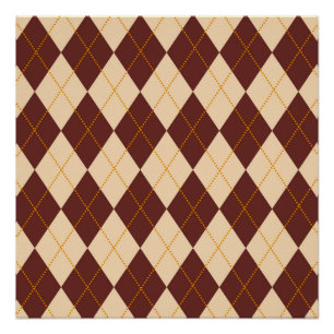 Brown Beige Autumn Fall Argyle Diamond Pattern Poster