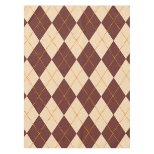 Brown Beige Autumn Fall Argyle Diamond Pattern Tablecloth