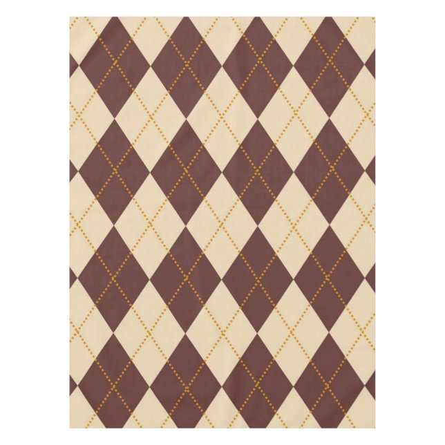 Brown Beige Autumn Fall Argyle Diamond Pattern  Tablecloth (Front)