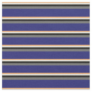 Brown, Beige, Black, Dim Gray, and Midnight Blue Fabric