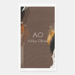Brown beige black gold watercolor paper guest towels
