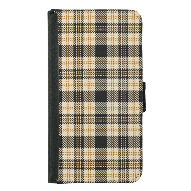 Brown Beige Black Plaid Pattern Samsung Galaxy Wallet Case (Front)