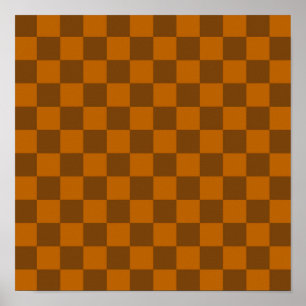 Brown Beige Checkered Block Print