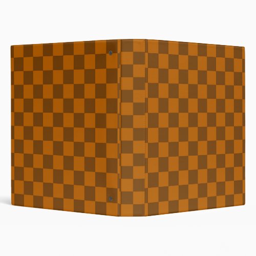 Brown Beige Checkered Block Print  3 Ring Binder