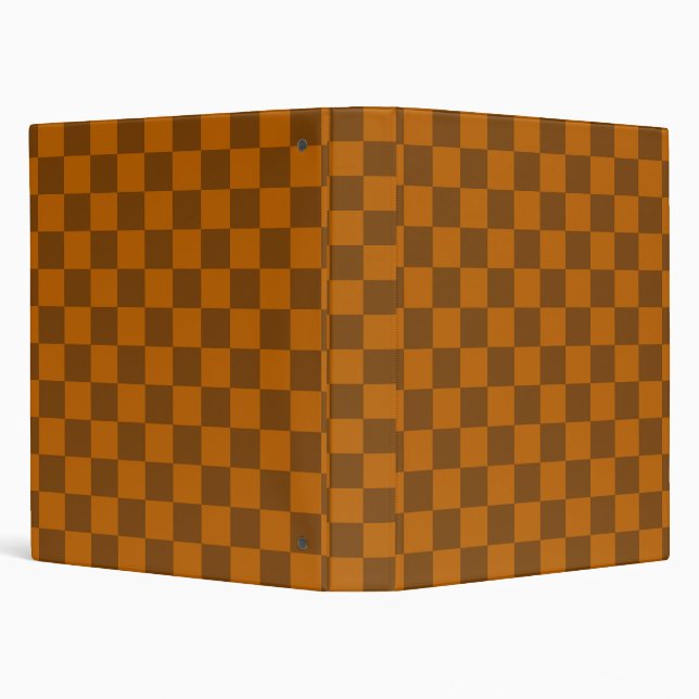 Brown Beige Checkered Block Print  3 Ring Binder (Background)
