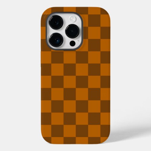 Brown Beige Checkered Block Print  Case_Mate iPhone 14 Pro Case