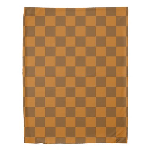 Brown Beige Checkered Block Print  Duvet Cover