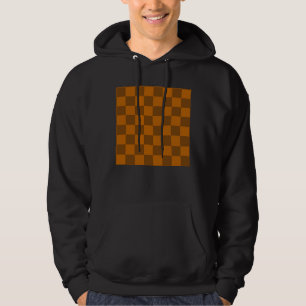 Brown Beige Checkered Block Print Hoodie