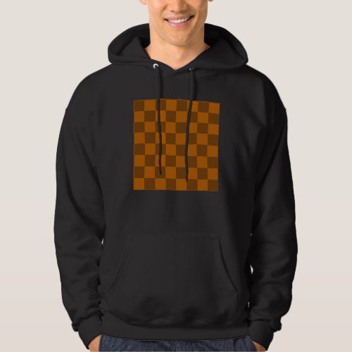 Brown Beige Checkered Block Print  Hoodie